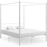 Maison Exclusive Himmelbett Weiß Metall 160x200 cm von JINLEFU
