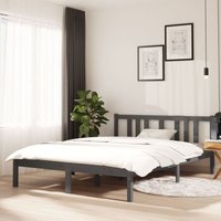 Maison Exclusive Massivholzbett Grau 135x190 cm Maison Exclusive Massivholzbett Grau 135x190 cm von JINLEFU