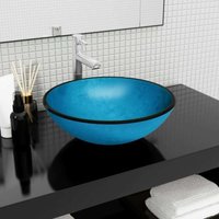 Maison Exclusive Waschbecken Hartglas 42x14 cm Blau von JINLEFU