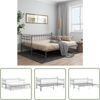 The Living Store Ausziehsofa Bettgestell Grau Metall 90x200 cm - Sofabett - Ausziehsofa - Schlafsofa - Gästebett - Bettrahmen von JINLEFU