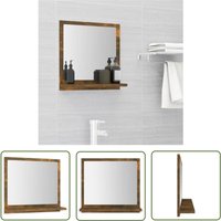 The Living Store Badspiegel Räuchereiche 40x10,5x37 cm Holzwerkstoff - Wandspiegel - Badspiegel - Badezimmerspiegel - Spiegelschrank - Holzwerkstoff von JINLEFU