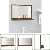 The Living Store Badspiegel Räuchereiche 60x10,5x37 cm Holzwerkstoff - Wandspiegel - Badezimmerspiegel - Spiegelschrank - Holzwerkstoff - Rauchereiche von JINLEFU
