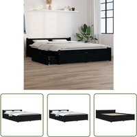 The Living Store Bett mit Schubladen Schwarz 140x190 cm - Holzbett - Doppelbett - Bettgestell - Boxspringbetten - Schlafzimmereinrichtung von JINLEFU