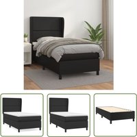 The Living Store Boxspringbett mit Matratze Schwarz 100x200 cm Kunstleder - Boxspringbett - Betten - Doppelbett - Kunstlederbett - Schwarzes Bett von JINLEFU