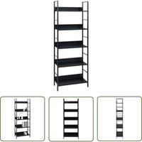 The Living Store Bücherregal 5 Regalböden Schwarz 60x27,6x158,5 cm Holzwerkstoff - Bücherregal - Regal Schwarz - Wohnraumgestaltung von JINLEFU