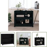 The Living Store Bücherregal Schwarz 80x35x68 cm Massivholz Kiefer - BucheRegal - Holzmöbel - Bücherregal Schwarz - Massivholzküche - Kiefernholz von JINLEFU