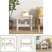 The Living Store Couchtisch Weiß 45x45x40 cm Massivholz Kiefer - Holz Couchtisch - Kiefernholz Couchtisch - Weißer Couchtisch - Beistelltisch - TV von JINLEFU