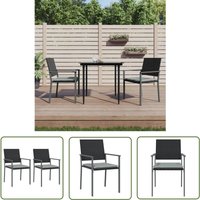 The Living Store Gartenstühle mit Kissen 2 Stk. Schwarz 54x62,5x89cm Poly Rattan - Gartenstuhl - Outdoor Möbel - Balkonmöbel - Terrassentisch von JINLEFU