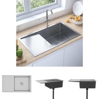 The Living Store Handgemachte Einbauspüle Edelstahl - Küchenspülen & Spülbecken - Silber The Living Store Handgemachte Einbauspüle Edelstahl - Küchenspülen & Spülbecken - Silber von JINLEFU