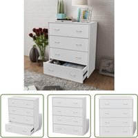 The Living Store Kommode mit 4 Schubladen 60×30,5×71 cm Weiß - Kommode - Sideboard - Wohnraum - Schlafzimmer - Flurbereich von JINLEFU
