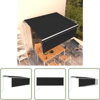 Jinlefu - The Living Store Markise Automatisch Einziehbar mit Volant 4x3 m Anthrazit - Gartenmarkise - Außenmarkise - Sonnenschutz - Terrasse - Patio von JINLEFU
