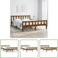 The Living Store Massivholzbett Honigbraun 120x200 cm - Holzbett - Massivholzbette - Kiefernholzbette - Doppelbett - Bettgestell von JINLEFU