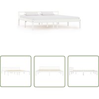 The Living Store Massivholzbett Weiß Kiefer 180x200 cm - Massivholzbette - Holzbettrahmen - Weißes Bett - Doppelbett - Kiefernbett von JINLEFU