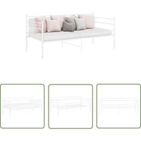 The Living Store Schlafsofa Bettgestell Weiß Metall 90x200 cm - Schlafsofa - Bettgestell - Daybed - Gästebett - Weißes Bettgestell von JINLEFU