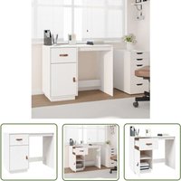 The Living Store Schreibtisch Weiß 95x50x75cm Massivholz Kiefer - Schreibtisch - Holz Schreibtisch - Kiefernschreibtisch - Moderner Schreibtisch von JINLEFU