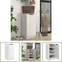 The Living Store Schuhschrank Hochglanz-Weiß 30x35x70 cm Holzwerkstoff - Schuhschrank - Holzwerkstoff - Weißer Schuhschrank - Garderobe von JINLEFU
