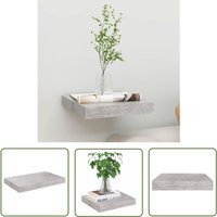 The Living Store Schweberegal Betongrau 23x23,5x3,8 cm MDF - Schweberegal - Wandregal - Regal - Beton Grau - Wohnwand von JINLEFU
