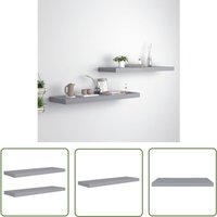 The Living Store Schweberegale 2 Stk. Grau 80x23,5x3,8 cm MDF - Schweberegale - Wandregale - Graue Möbel - Regal Grau - Wohnwandgestaltung The Living Store Schweberegale 2 Stk. Grau 80x23,5x3,8 cm MDF - Schweberegale - Wandregale - Graue Möbel - Regal Grau - Wohnwandgestaltung von JINLEFU