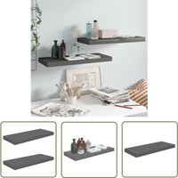 The Living Store Schweberegale 2 Stk. Hochglanz-Grau 60x23,5x3,8 cm mdf - Schweberegale - Wandregale - Regal Grau - Regal Set - Wohnwandgestaltung von JINLEFU