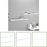 The Living Store Schweberegale 2 Stk. Weiß 120x23,5x3,8 cm mdf - Schweberegal - Wandregal - Regal Weiß - Wohnwand - Möbel von JINLEFU