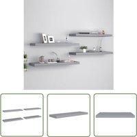 The Living Store Schweberegale 4 Stk. Grau 80x23,5x3,8 cm mdf - Schweberegale - Wandregale - Regalset - Graue Möbel - Wohnwandgestaltung von JINLEFU