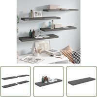 The Living Store Schweberegale 4 Stk. Hochglanz-Grau 80x23,5x3,8 cm mdf - Schweberegale - Wandregale - Regalset - Wohnwanddeko - Dekorationsschrank von JINLEFU