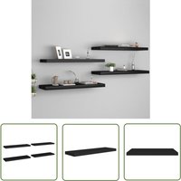 The Living Store Schweberegale 4 Stk. Schwarz 80x23,5x3,8 cm mdf - Schweberegale - Wandregale - Schwarze Möbel - Regal Schwarz - Wohnwandgestaltung The Living Store Schweberegale 4 Stk. Schwarz 80x23,5x3,8 cm mdf - Schweberegale - Wandregale - Schwarze Möbel - Regal Schwarz - Wohnwandgestaltung von JINLEFU
