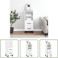 The Living Store Sideboard Hochglanz-Weiß 34,5x34x90 cm Holzwerkstoff - Schreibtisch - Wohnzimmermöbel - Sideboard - Regal - Weißer Schrank von JINLEFU