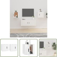 The Living Store TV-Wandschränke 2 Stk. Weiß 40x34,5x40 cm - tv Schrank - Wandregal - Holzschrank - Weißer Schrank - Wohnzimmerschrank von JINLEFU