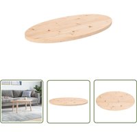 The Living Store Tischplatte 70x35x2,5 cm Massivholz Kiefer Oval - Holztischplatte - Kiefernholz - Massives Holz - Tischplatte Oval - Wohnzimmer von JINLEFU