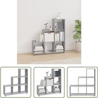 The Living Store Treppenregal Grau Sonoma 107 cm Holzwerkstoff - Bücherregal - Treppenregal - Wohnraumgestaltung - Raumorganisation von JINLEFU