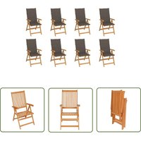 The Living Store Verstellbare Gartenstühle mit Auflagen 8 Stk. Massivholz Teak - Teakholzmöbel - Gartenstühle - Esszimmerstühle - Klappbarer Stuhl von JINLEFU
