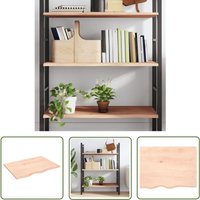 The Living Store Wandregal 80x60x2 cm Massivholz Eiche Unbehandelt - Wandregal - Eichendielen - Holzmöbel - Rustikal - Dekoration von JINLEFU