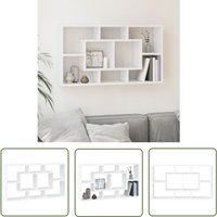 The Living Store Wandregal mit 8 Fächern Hochglanz-Weiß - Wandregal - Holzwerkstoffregal - Weißer Regal - Wohnraum Dekoration - Regal Mit Ablagen von JINLEFU
