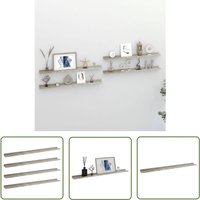 The Living Store Wandregale 4 Stk. Betongrau 100x9x3 cm - Wandregal - Betongrau - MDF - Regal - Wandablage von JINLEFU
