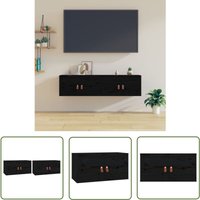 The Living Store Wandschränke 2 Stk. Schwarz 60x30x30 cm Massivholz Kiefer - Holzregal - Wandregal - Schwarzes Regal - Massiver Holzkasten The Living Store Wandschränke 2 Stk. Schwarz 60x30x30 cm Massivholz Kiefer - Holzregal - Wandregal - Schwarzes Regal - Massiver Holzkasten von JINLEFU