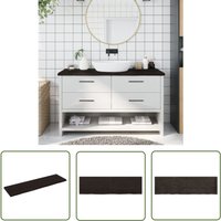 The Living Store Waschtischplatte Dunkelbraun 140x40x(2-4)cm Massivholz - Holz Waschttisch Platte - Eiche Massiv - Badezimmersanierung von JINLEFU