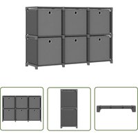 The Living Store Würfelregal mit 6 Boxen Grau 103x30x72,5 cm Stoff - Bücherregal - Wohnraumorganisation - Stauraumlösung - Textilregal - Modernes von JINLEFU