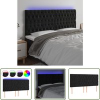 The Living Store led Kopfteil Schwarz 180x7x118/128 cm Samt - Samt Kopfteil - Bett-Kopfteil - led Beleuchtung - Nachttischlampe - Wohnzimmer von JINLEFU