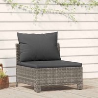 VidaXL Garten-Mittelsofa mit Kissen Grau Poly Rattan VidaXL Garten-Mittelsofa mit Kissen Grau Poly Rattan von JINLEFU