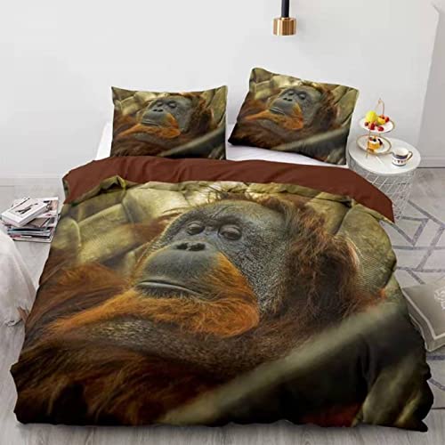 BettwäSche 135x200 Gelblicher Orang-Utan Weich Und Bequem BettwäSche-Sets Mit ReißVerschluss + 2 Pillowcases 80x80,Duvet Cover FüR Erwachsene Und Kinder von JINLINY