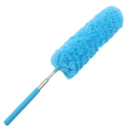 JINLL Mini Ausziehbarer Staubwedel Biegbarer Mikrofaser-Staubtuch, Am Längsten Bis 87,5 cm, Himmelblau von JINLL
