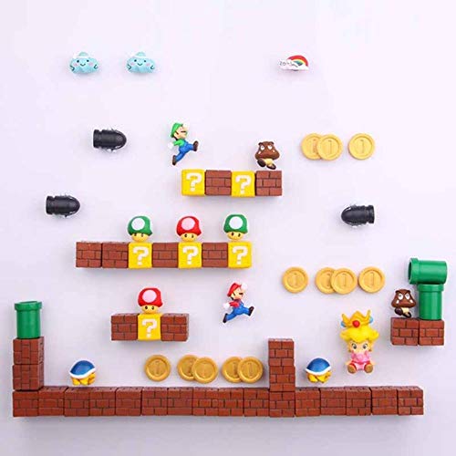 JINMENHUO 8/12/17/19/22 / 64pcs 3D Super Mario Bros. Kühlschrankmagnete Kühlschrank Nachricht Aufkleber Wohnkultur Kinderspielzeug Geburtstagsgeschenk, 64 Kombinationen von JINMENHUO