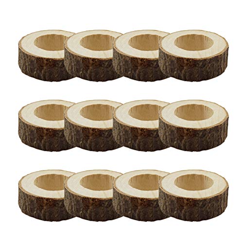 Handgefertigte rustikale Holz Serviettenringe aus Holz Serviettenhalter für Dinner Decor Hochzeit Dekorationen, 12 Stück von JINMURY