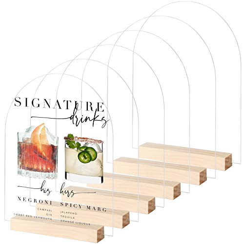 JINMURY 20.3x25.4 cm Bogen-Acrylschild mit Holzständer, 6 Stück, klare, gewölbte Acrylplatten mit Ständer, DIY-Bogen-Acrylschild blanko für Hochzeitsschild, Menüschild JINMURY 20.3x25.4 cm Bogen-Acrylschild mit Holzständer, 6 Stück, klare, gewölbte Acrylplatten mit Ständer, DIY-Bogen-Acrylschild blanko für Hochzeitsschild, Menüschild von JINMURY