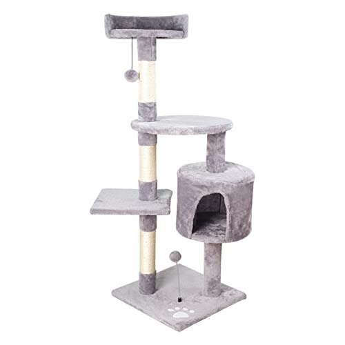 Cat Tree Cat Tower Katzenklettersrahmen integrierter Katzenstreu Katze Katze Katze Regal Sprungplattform Katzen Spielzeugkatze Baum Katze Baum Innenklettern (Farbe: hellgrau) Beauty Comes von JINMUXUAN