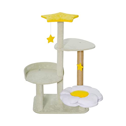 Cat Tree Cat Tree Cat Cratre Multiayer Katze Kletterrahmen Spaß Hängemattenstern Katze Kratzer nach integrierter Haustierkatze Kletterrahmen Katze Kletterbaum (Farbe: Gold) Beauty Comes von JINMUXUAN