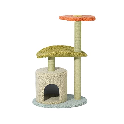 Cat Tree Tower House Cat Climbing Frame Cat Tree Cat Nest Integrierte Katzensprungplattform Tongtian Säule Multifunktionaler Kletterrahmen Katzenrahmen Katzenturm für Innenkatzen (Farbe: Gold) Vision von JINMUXUAN