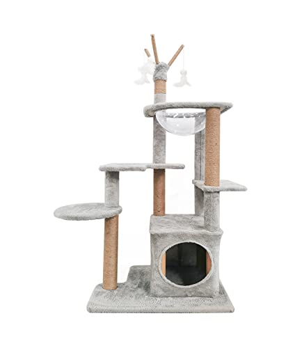 Cat Tree Tower Katze Kletterrahmen Katzen Nest Katzenbaum Katze Hängematte Hängematte Multi-Schayer-Katzenklettersäule Katzensprungplattform Großer Kletterrahmen Katzenturm für Innenkatzen (Farbe: C) von JINMUXUAN