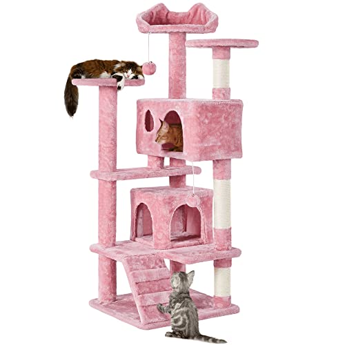 Katzenkletterrahmen Doppelkatze Baum mit Kratzer Sprungplattform Katzenkratzen nach Haustieren Cat Climbing Tree Beauty Comes von JINMUXUAN